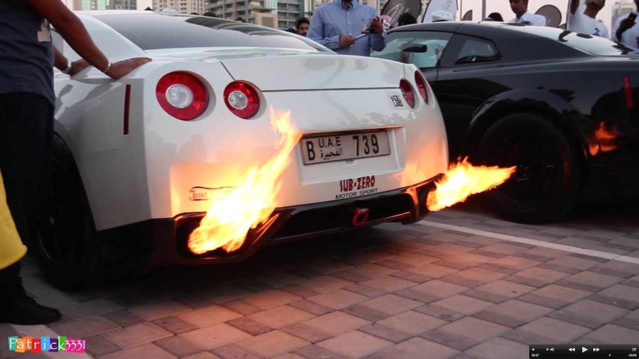 SICKEST fire shooting Nissan GT-R's you have ever seen at Gulf Car