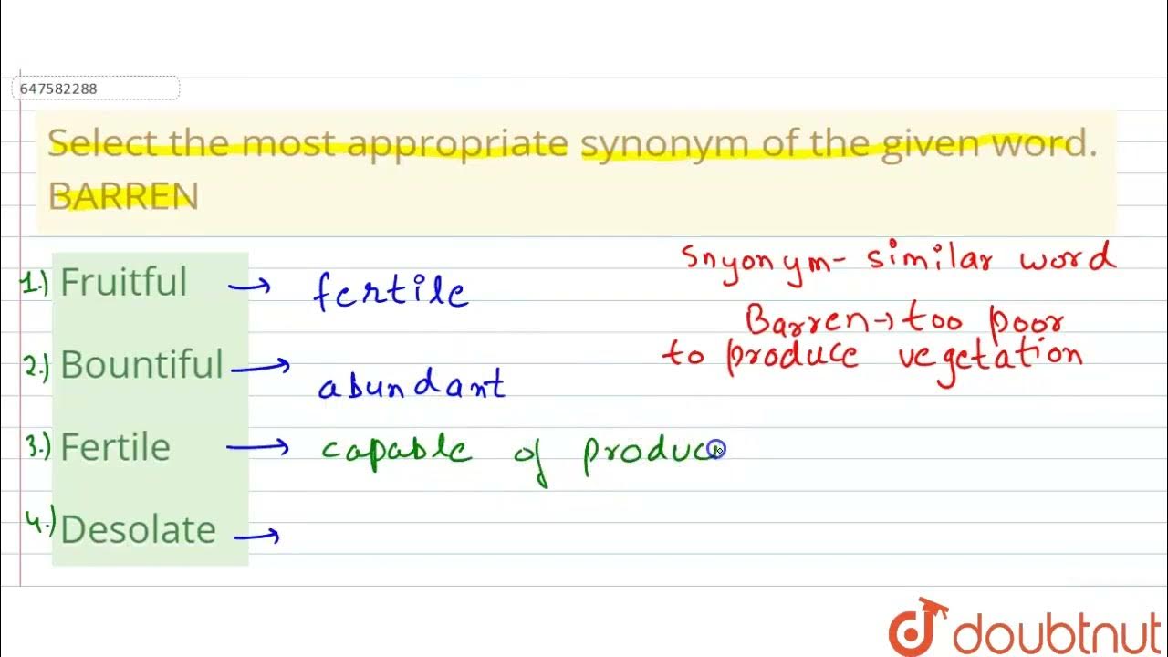 Select The Most Appropriate Synonym Of The Given Word BARREN CLASS select-the-most-appropriate-synonym-of-the-given-word-barren-class