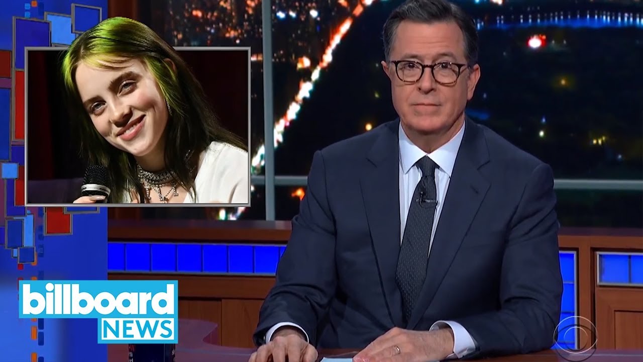 Stephen Colbert Pokes Fun at Billie Eilish's Fake James Bond Theme Song | Billboard News