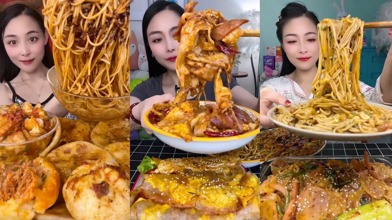 Mukbang : Eating Spicy Noodles 🍜🍜 fire Noodles 🍜 with Hotdogs 🤤#noodles #foodie #mukbang #hotpot 