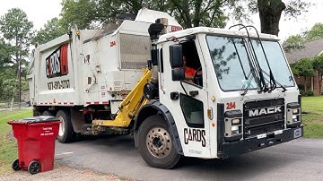 CARDS Recycling & Disposal | Mack LR/ Heil Python ASL Garbage Truck on Red Carts!