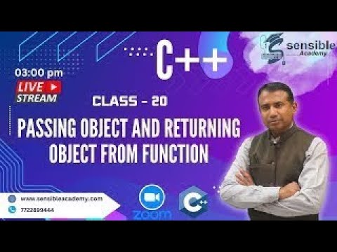 C++ class 20, passing object and returning object from function 🔴Live ...