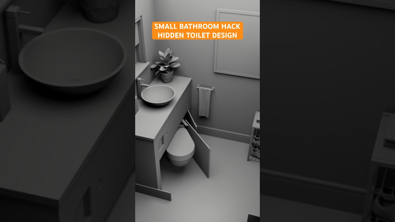 Small bathroom hack with hidden toilet! 