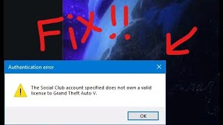 the social club account specified does not own a valid license to fix! (check description)