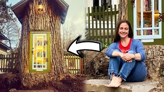 Woman Turns 110 Year Old Tree Stump Into A Free Magical Library For The Neighborhood