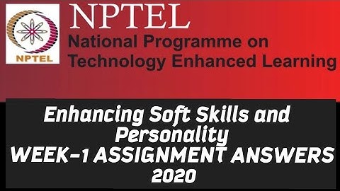 NPTEL | Enhancing Soft Skills and Personality | Assignment 1 Answers | 2020