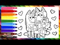 Drawing and coloring bluey and her family  drawings for kids