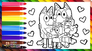 Drawing and Coloring Bluey and Her Family ❤ Drawings for Kids
