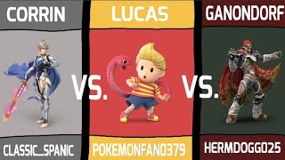 Embarrassing Fight 13 Classic_Spanic(Corrin) VS. Pokemonfan0379(Lucas) VS. Hermdogg025(Ganondorf)😅👊