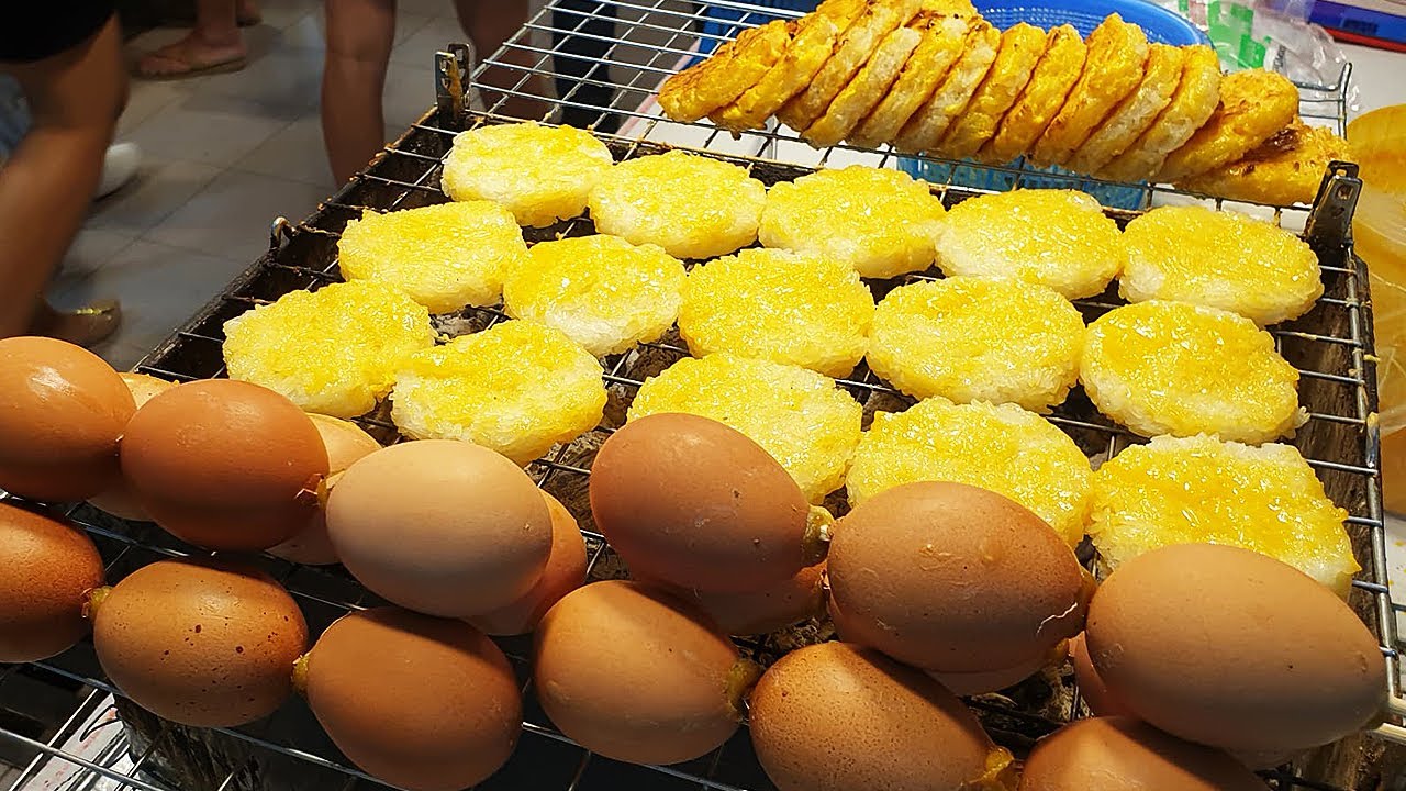 Grilled Sticky Rice With Eggs and Amazing Grilled egg Street food Thailand | Food News Video