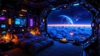 Lofi Ambient – Spaceship Bedroom Under Galactic Moonlight | Calm Space for Late-Night Study | 4K screenshot 4