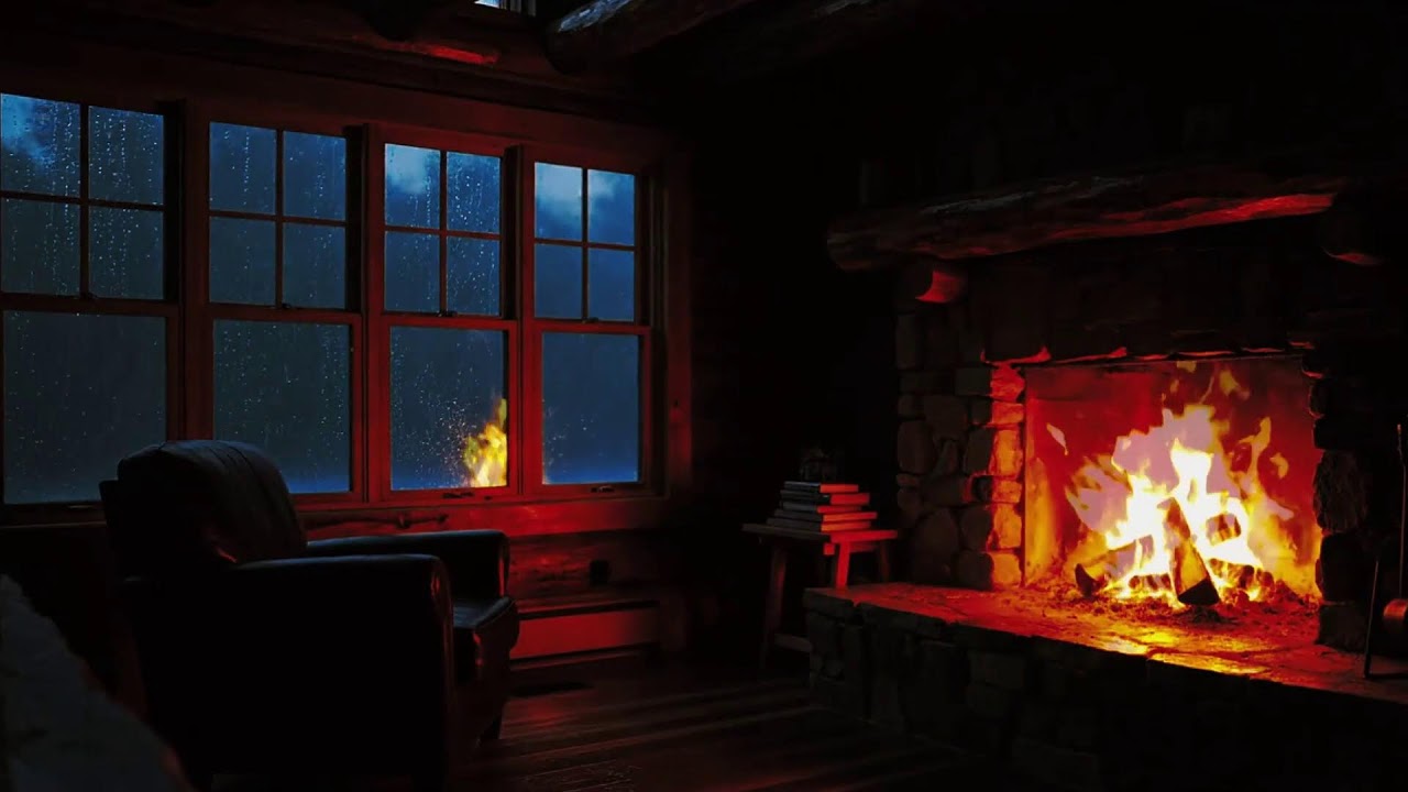 Fireplace Glow & Thunder Rain LIVE — Perfect for Sleep & Meditation