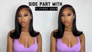 HOW TO: Deep Side Part Quick Weave With Flipped Ends ft. rawxtensions