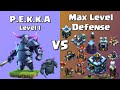 Level 1 P.E.K.K.A VS Max Level Defense| How Strong is Entry Level P.E.K.K.A | Clash of Clans