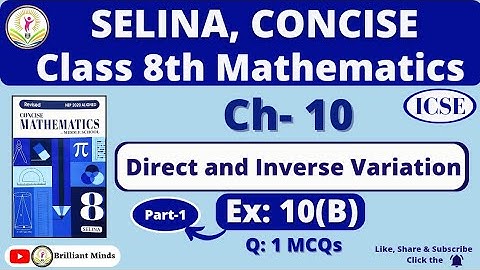 Ch- 10 Direct and Inverse Variations | Class 8th ICSE I Selina Concise Math Ex: 10 (B) Q: 1 MCQs