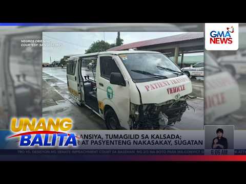 Ambulansiya, tumagilid sa kalsada; driver at pasyenteng nakasakay, sugatan | Unang Balita