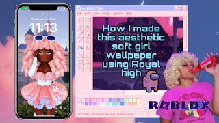 How I made this aesthetic soft girl wallpaper using Royal high screenshot 4