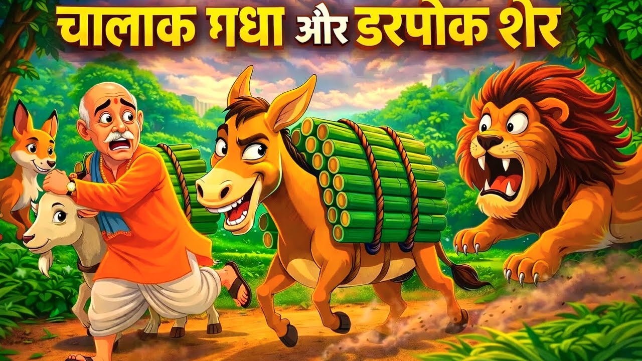 चालाक गधा और डरपोक शेर | CHALAK GADHA AUR DARPOK SHER| HINDI KAHANIYA | CARTOON STORY| HINDI STORIES