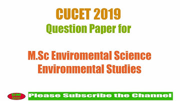 CUCET 2019 - MSc Environmental Studies Question Paper | MSc EVS CUSB