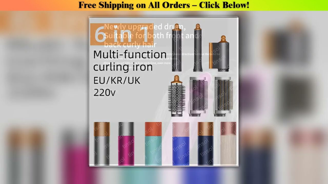 6 in1 Multi Professional Hair Styler Curling Iron  Hair Straightener Curling Barrel Brush Hair