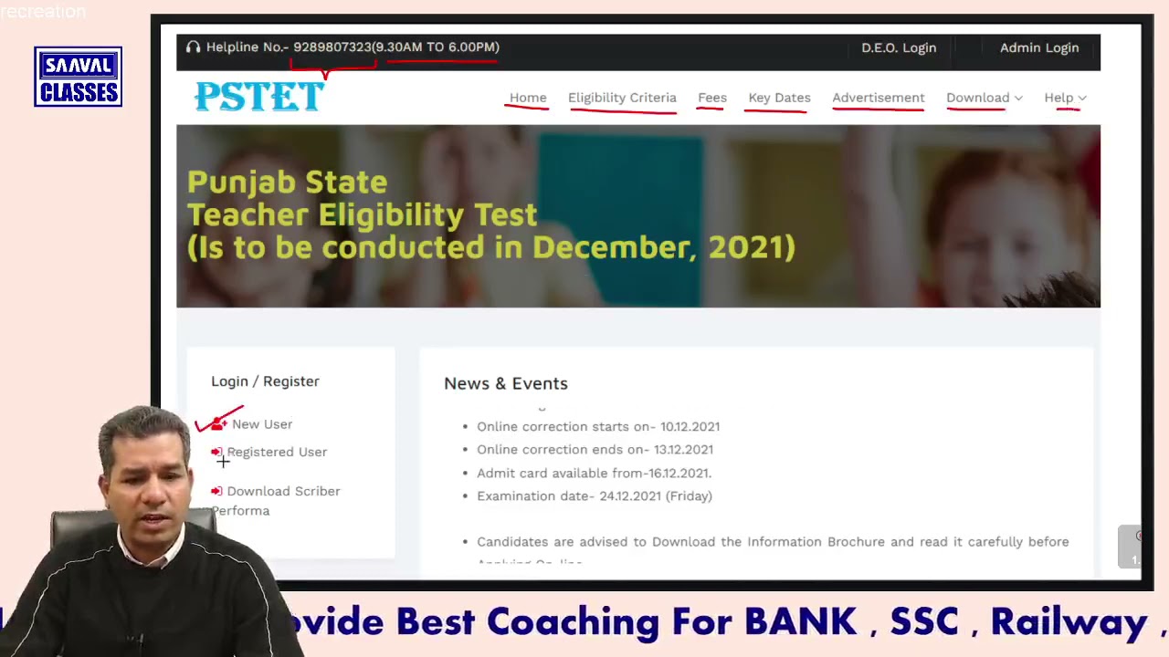 PSTET Apply Website, Important Dates Information | SAAVAL CLASSES |