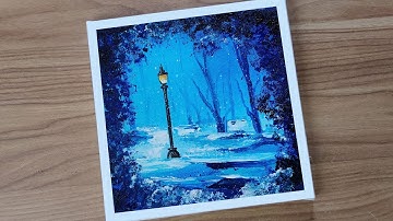 #6 - Aluminum Foil Art / Forest Lamp Post / Simple Acrylic Painting