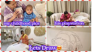 Making a cartoon car for Ruhaan’s corner| Found my childhood album| Missing Shoaib