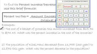 QUICK  Percent Increase or Decrease