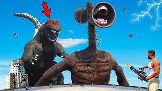 GODZILLA vs SIREN HEAD Fight AND Destroys Los Santos In GTA 5 | Monster BATTLE