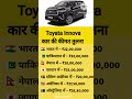 Toyata Innova car price comparison 2025 !  भारत बनाम दुनिया में Innova की कीमत कितनी है ? #shorts