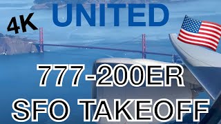 4K! United Airlines UA869 777-200ER (N798UA) Takeoff From San Francisco on Runway 28L