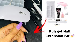 Polygel nail extension at home 💅 || Amazon polygel nail kit review || #nailextension #youtube