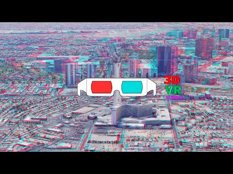 US Las Vegas, STRAT Hotel ANAGLYPH, RED/CYAN, 3D RED/CYAN 3D, 3D ANAGLYPH, Google Earth, 적청 입체