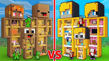 JJ and Mikey: POOR vs RICH Statue Family Battle in Minecraft - Maizen