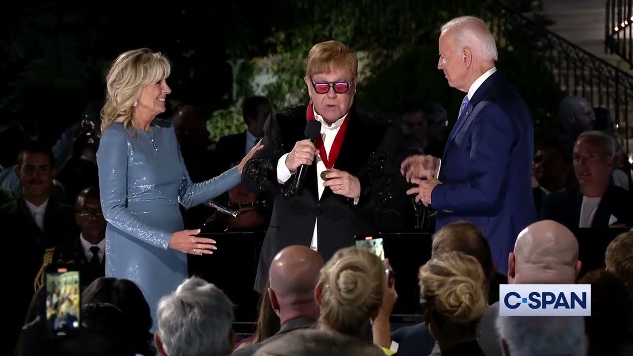 Elton John 'flabbergasted' and teary after Biden surprises him with ...