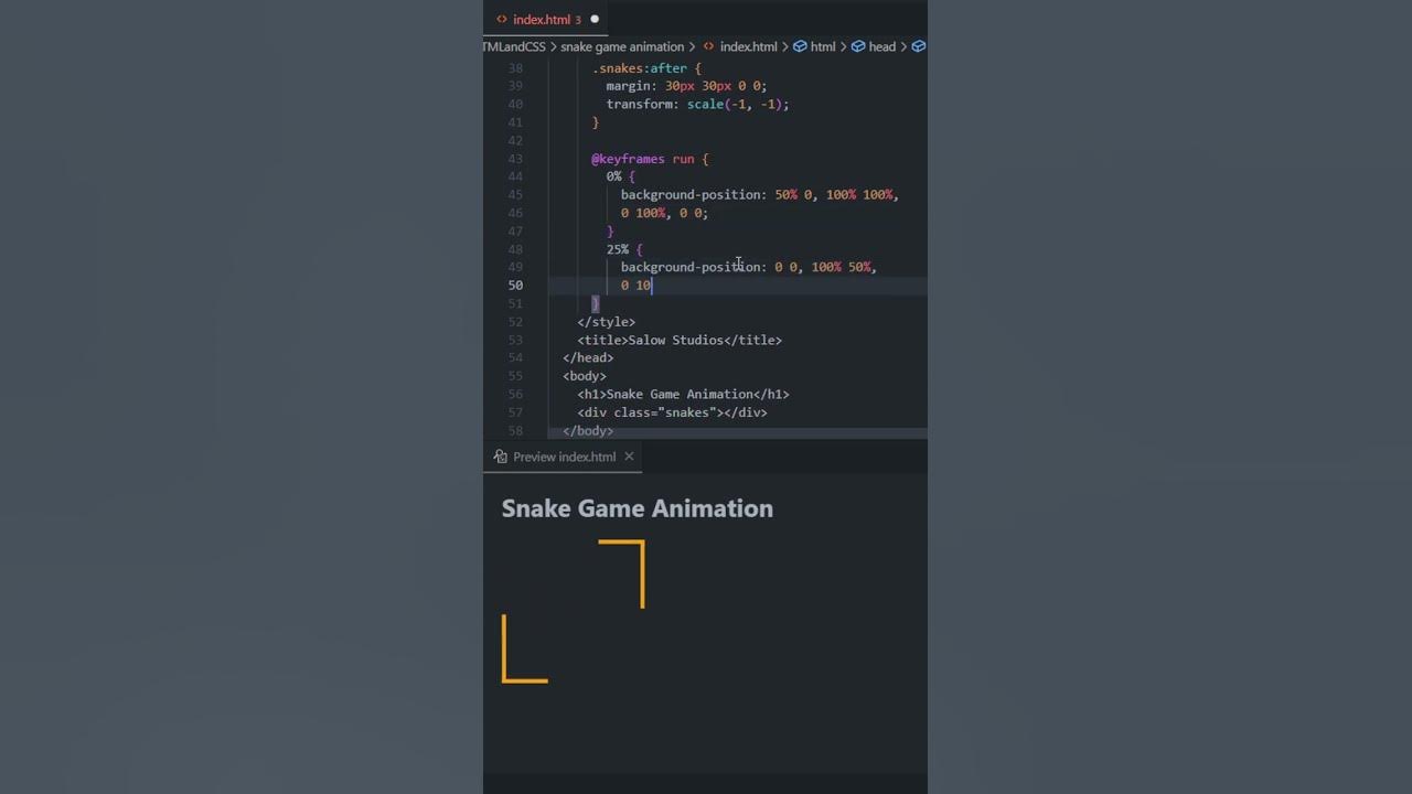 Snake Game Animation HTML and CSS tutorial for beginners 2022 #shorts # ...
