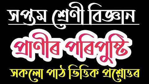 Class 7 Science Chapter 2 Question Answer Assamese Medium | Lesson 2 In Assamese | প্ৰাণীৰ পৰিপুষ্টি