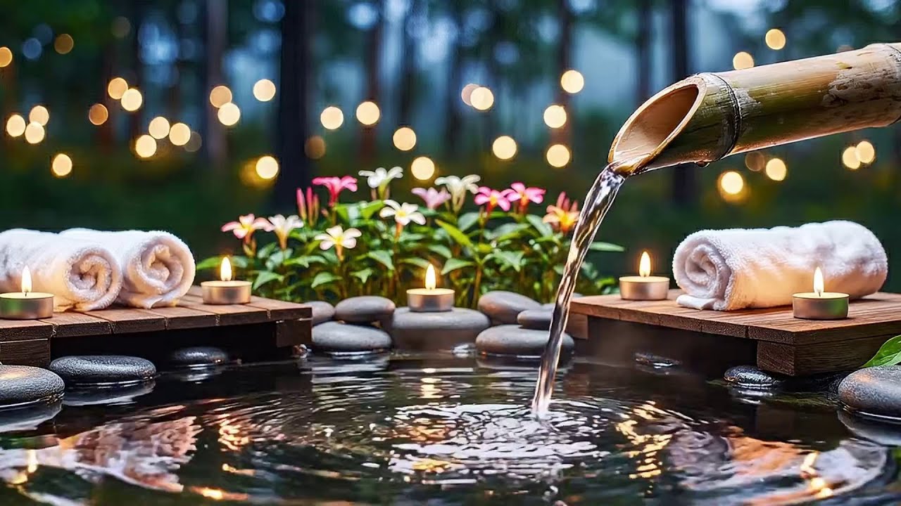 Relaxing Music Relieves Stress, Anxiety and Depression 🌿 Peaceful Piano + Bamboo Water Fountain
