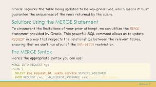 Fixing the ORA-01779 Error: How to Properly Update Oracle Database Values in Bulk