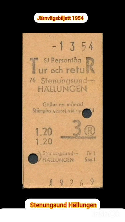 Järnvägsbiljett 1954  Stenungsund Hällungen