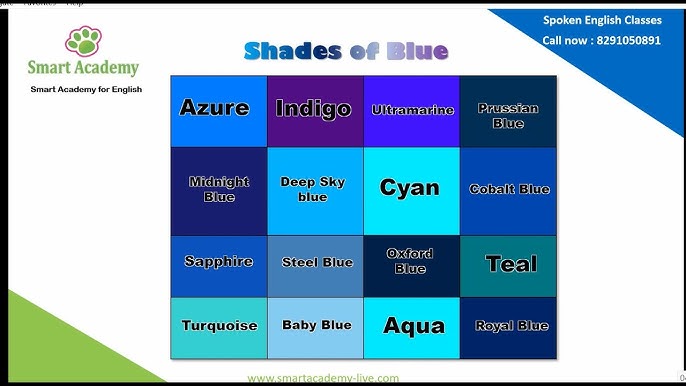 Shades Of Blue Color Chart With Names