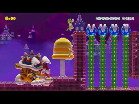 Super Mario Maker 2 - Jude and Lilac Play Through Co-op Level 1: meowser attacks