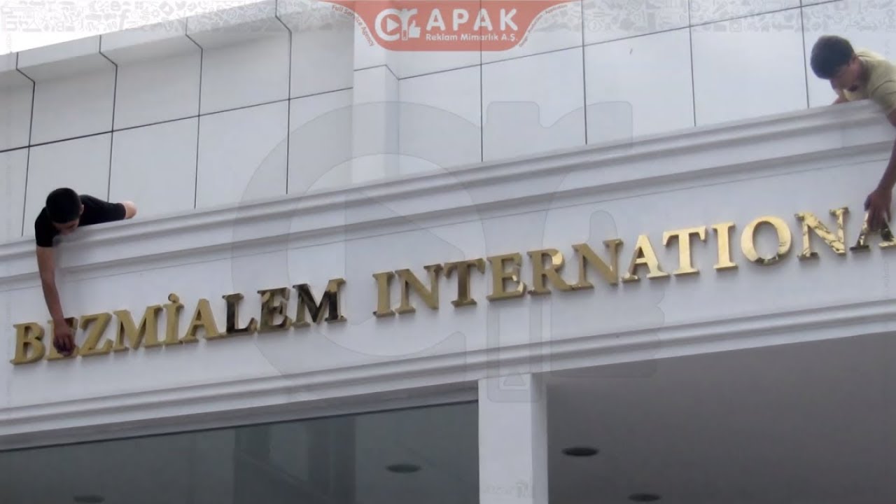 Gold krom paslanmaz kutu harf (Gold Stainless Chrome Box Letters Signboard) Altın krom kutu harf