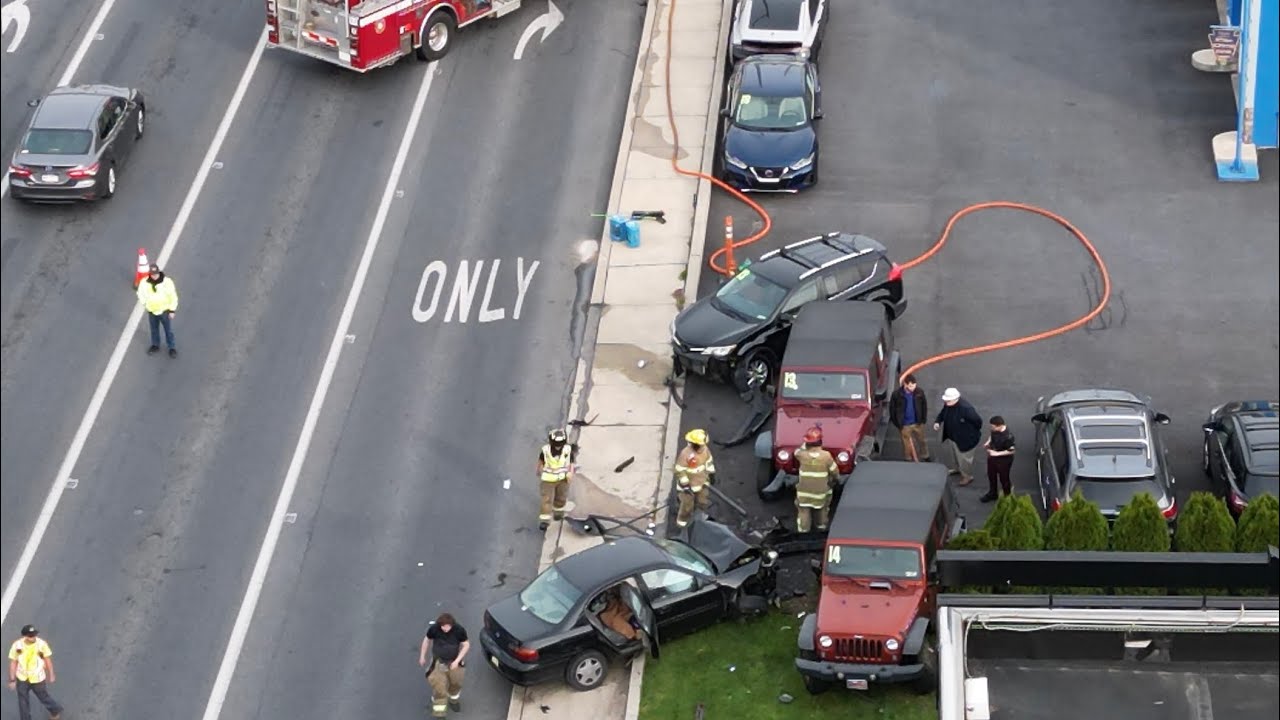 Vehicle Crashes into Car Dealership Lot along Rt145, Whitehall