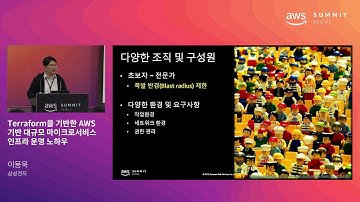 Terraform을 기반한 AWS 기반 대규모 마이크로서비스 인프라 운영 노하우 - 이용욱(삼성전자)