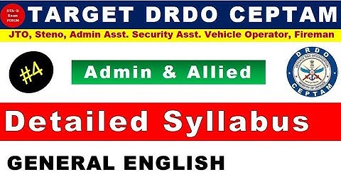 DRDO Admin Security Stores Assistant  Fireman Steno | Syllabus|  General English