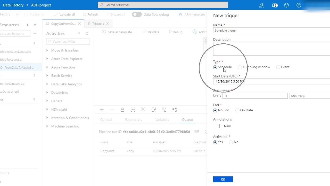 Scheduling a Pipeline in Azure Data Factory - YouTube