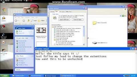 How to show file extentions on windows XP