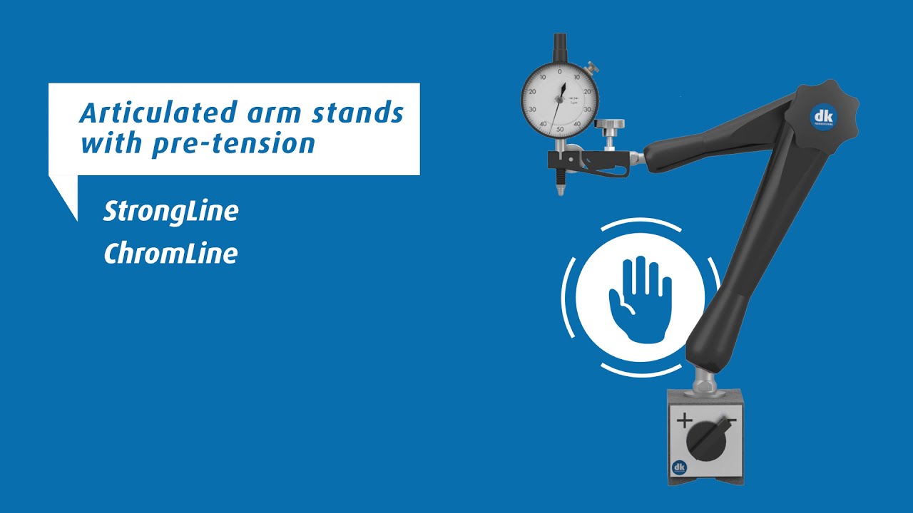 dk Dial gauge stands and 3D clamping joints with pre-tension