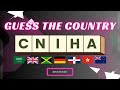 Guess the country by scrambled name quiz game